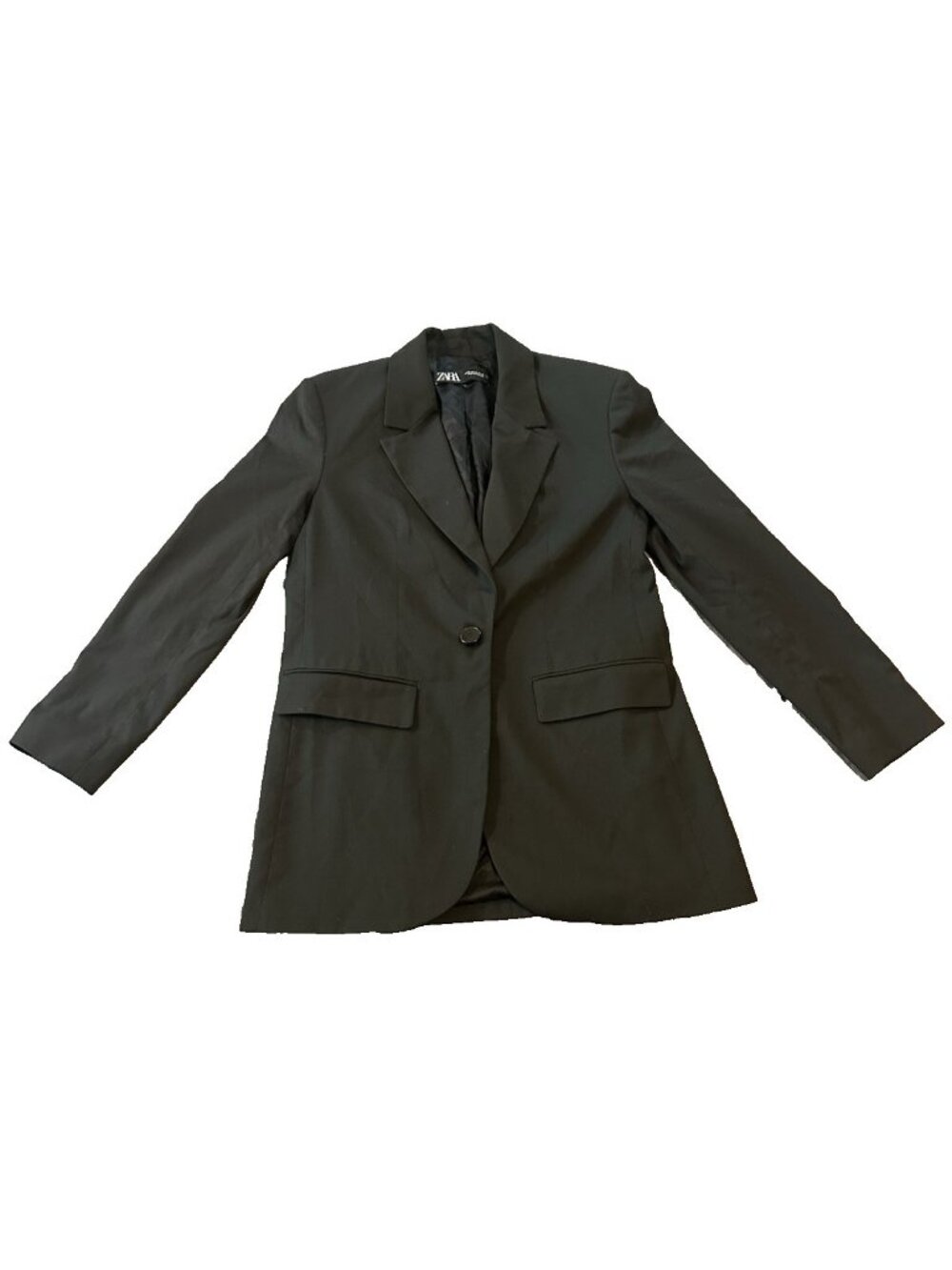 Zara Womens Black‎ One Button Blazer XS Tailored Jacket Minimalist Office Career
